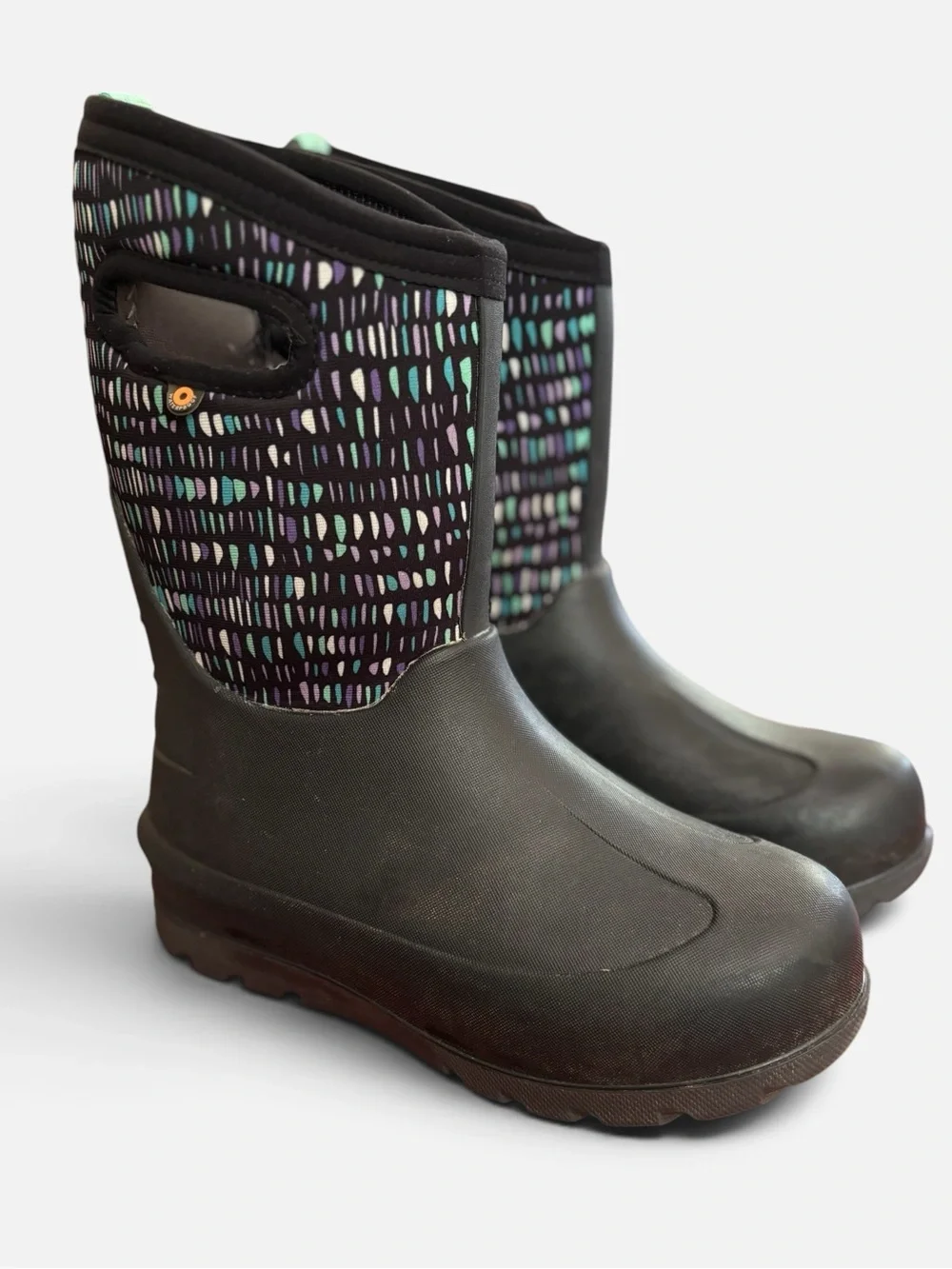Bogs Kids Neo Classic Waterproof Sub Zero Pull On Winter Boots Black Flecks